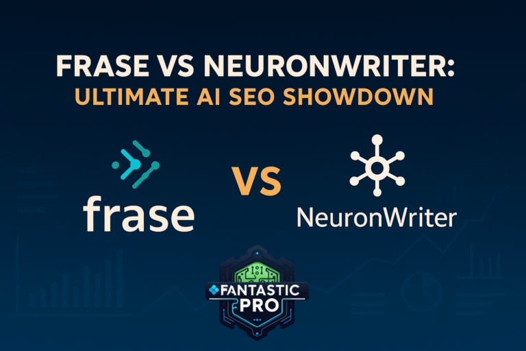 Frase vs NeuronWriter logos side by side with a bold title banner reading “Ultimate AI SEO Showdown”